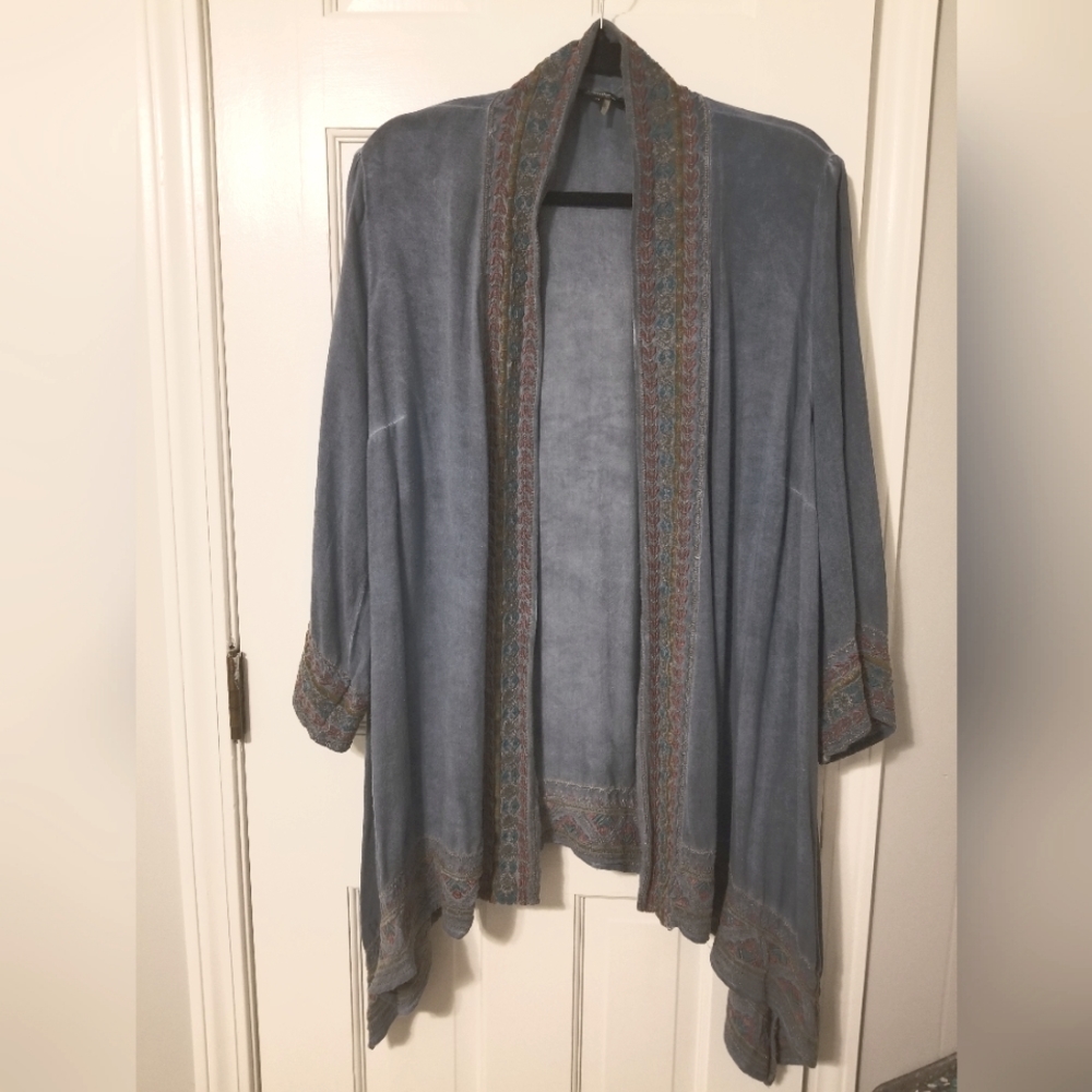 Andree by Unit lightweight denim cardigan with embroidery size 2X